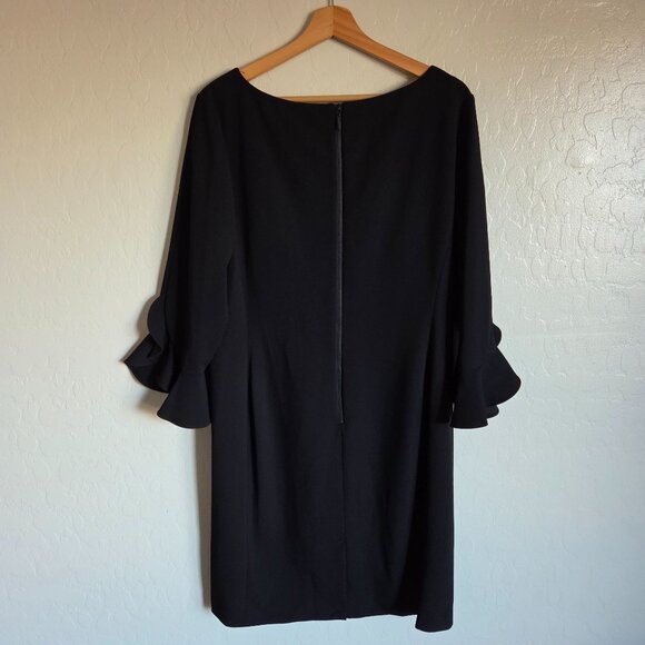Karl Lagerfeld Black Tulip Bell Sleeve Crepe Sheath Dress Womens 14 Work Career - Picture 7 of 12